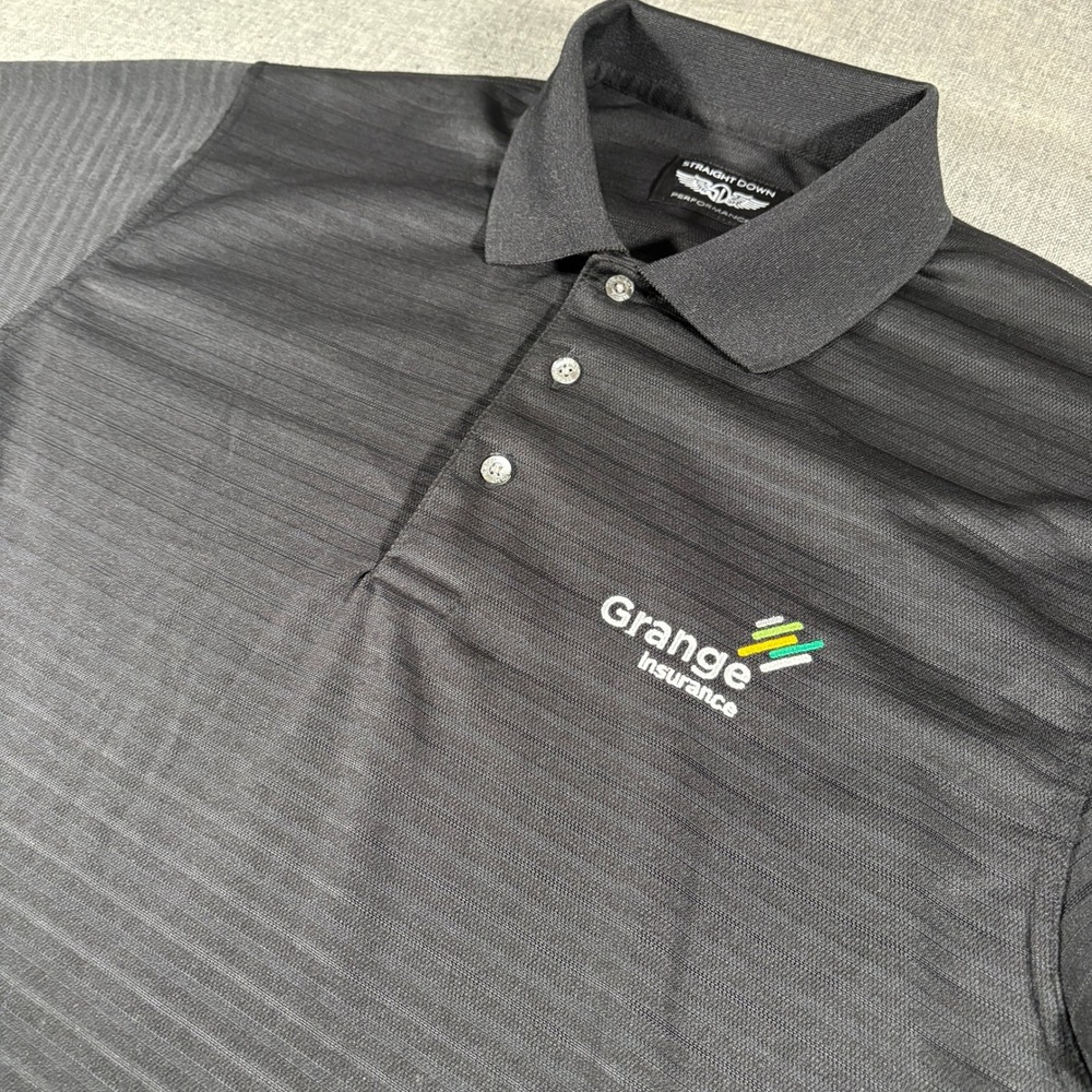 Straight Down Performance Polo Mens‎ Large Charcoal Grey Lightweight Stretch